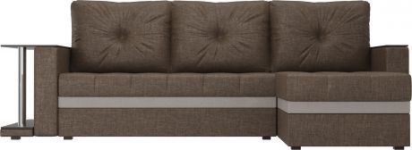 Угловой диван-кровать «Атланта М» КоричневыйБежевый, Рогожка, правый