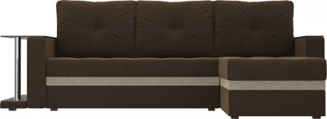 Угловой диван-кровать «Атланта М» Коричневый, Микровельвет, правый