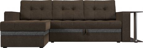 Угловой диван-кровать «Атланта М» коричневый\Серый, Рогожка, левый