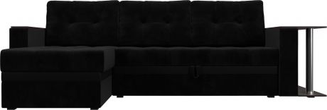 Угловой диван-кровать «Атланта М» Черный, Велюр, левый