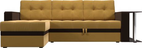 Угловой диван-кровать «Атланта М» Желтыйкоричневый, Микровельвет, левый