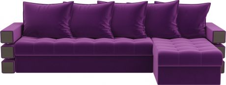 Угловой диван-кровать «Венеция» Фиолетовый, Микровельвет, правый