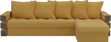 Угловой диван-кровать «Венеция» Желтый, Микровельвет, правый