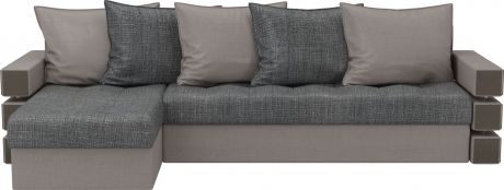 Угловой диван-кровать «Венеция» серыйбежевый, Рогожка, левый