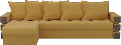 Угловой диван-кровать «Венеция» Желтый, Микровельвет, левый