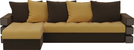 Угловой диван-кровать «Венеция» Желтыйкоричневый, Микровельвет, левый