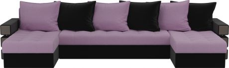 Угловой П-образный диван «Венеция» СиреневыйЧерный, Микровельвет