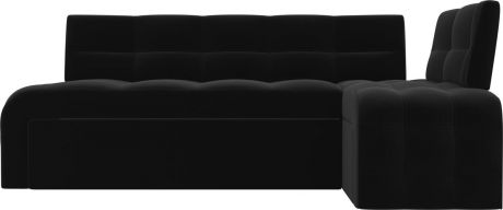 Кухонный угловой диван «Люксор» Черный, Микровельвет, правый