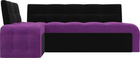 Кухонный угловой диван «Люксор» ФиолетовыйЧерный, Микровельвет, левый