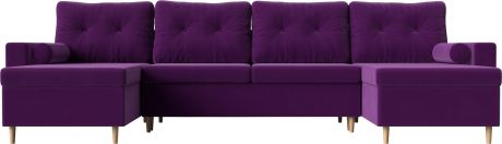 Угловой П-образный диван «Белфаст» Фиолетовый, Микровельвет