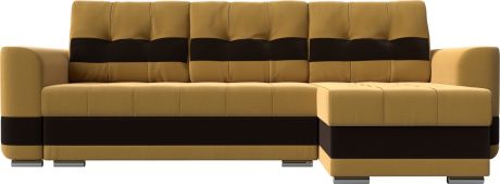 Угловой диван-кровать «Честер» Желтыйкоричневый, Микровельвет, правый