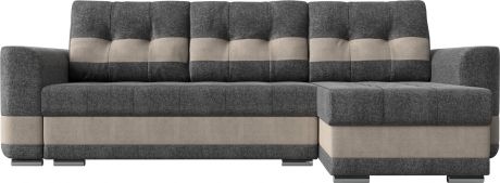 Угловой диван-кровать «Честер» серыйбежевый, Рогожка, правый