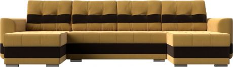 Угловой П-образный диван «Честер» Желтыйкоричневый, Микровельвет