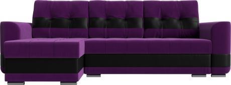 Угловой диван-кровать «Честер» ФиолетовыйЧерный, МикровельветЭкокожа, левый
