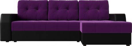 Угловой диван-кровать «Эмир БС» ФиолетовыйЧерный, МикровельветЭкокожа, правый