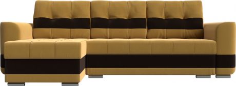 Угловой диван-кровать «Честер» Желтыйкоричневый, Микровельвет, левый