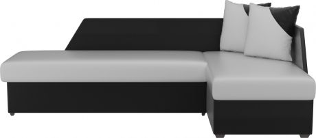Угловой диван-кровать «Андора» Белый\Черный, Экокожа, правый