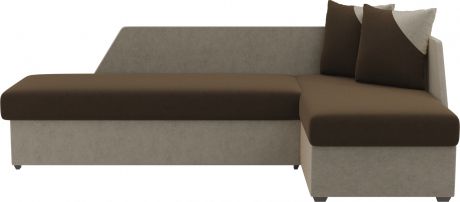 Угловой диван-кровать «Андора» КоричневыйБежевый, Микровельвет, правый