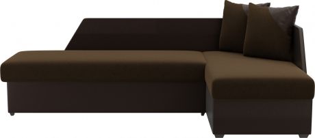 Угловой диван-кровать «Андора» коричневыйкоричневый, МикровельветЭкокожа, правый