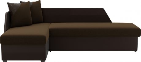Угловой диван-кровать «Андора» коричневыйкоричневый, МикровельветЭкокожа, левый