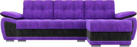 Угловой диван-кровать «Нэстор» ФиолетовыйЧерный, Велюр, правый