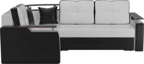 Угловой диван-кровать «Комфорт» БелыйЧерный, Экокожа, левый