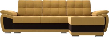 Угловой диван-кровать «Нэстор» Желтыйкоричневый, Микровельвет, правый