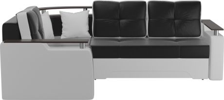 Угловой диван-кровать «Комфорт» ЧерныйБелый, Экокожа, левый
