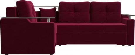 Угловой диван-кровать «Комфорт» Бордовый, Микровельвет, левый