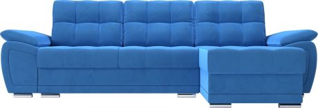Угловой диван-кровать «Нэстор» Голубой, Велюр, правый