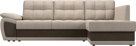 Угловой диван-кровать «Нэстор прайм» бежевыйкоричневый, Рогожка, правый
