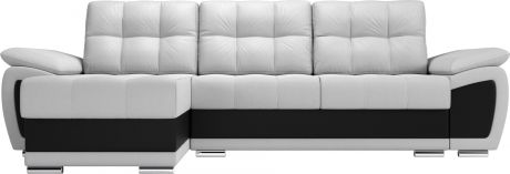 Угловой диван-кровать «Нэстор» БелыйЧерный, Экокожа, левый