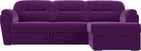Угловой диван-кровать «Бостон» Фиолетовый, Микровельвет, правый