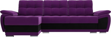 Угловой диван-кровать «Нэстор» Фиолетовый\Черный, Микровельвет, левый