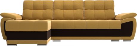 Угловой диван-кровать «Нэстор» Желтыйкоричневый, Микровельвет, левый