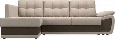 Угловой диван-кровать «Нэстор прайм» бежевыйкоричневый, Рогожка, левый