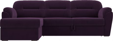 Угловой диван-кровать «Бостон» Фиолетовый, Велюр, левый