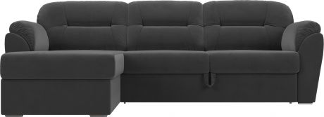 Угловой диван-кровать «Бостон» Серый, Велюр, левый
