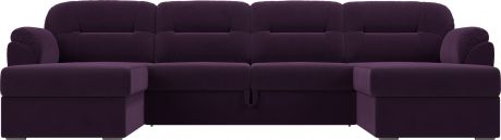 Угловой П-образный диван «Бостон» Фиолетовый, Велюр