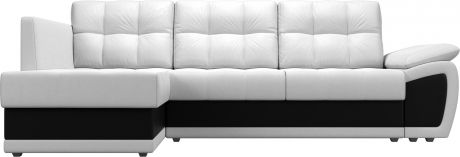 Угловой диван-кровать «Нэстор прайм» БелыйЧерный, Экокожа, левый