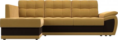 Угловой диван-кровать «Нэстор прайм» Желтыйкоричневый, Микровельвет, левый