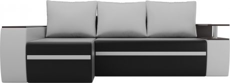Угловой диван-кровать «Ричмонд» ЧерныйБелыйБелый, Экокожа, левый