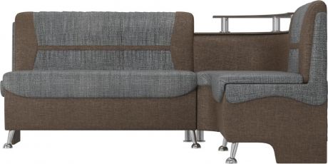 Кухонный угловой диван «Сидней» Серыйкоричневый, Рогожка, правый