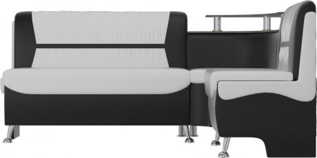 Кухонный угловой диван «Сидней» БелыйЧерный, Экокожа, правый