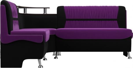 Кухонный угловой диван «Сидней» ФиолетовыйЧерный, Микровельвет, левый