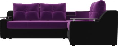 Угловой диван-кровать «Тесей» ФиолетовыйЧерный, Микровельвет, правый