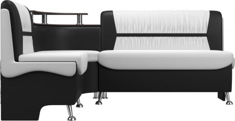 Кухонный угловой диван «Сидней» Белый\Черный, Экокожа, левый