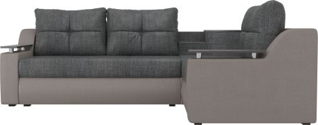 Угловой диван-кровать «Тесей» серыйбежевый, Рогожка, правый