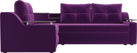 Угловой диван-кровать «Тесей» Фиолетовый, Микровельвет, левый