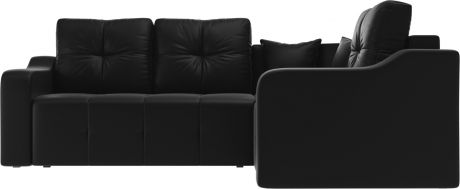 Угловой диван-кровать «Кембридж» Черный, Экокожа, правый